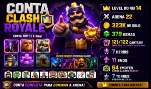 Conta Clash Royale - Rei 14 | 7 Heróis| 11 Evos | 121 Cartas