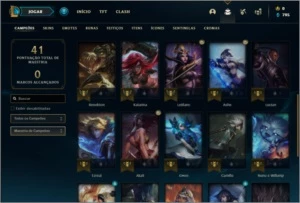 Conta diamante 4 com 30 champs e 3 skins + 20 espolios - League of Legends LOL