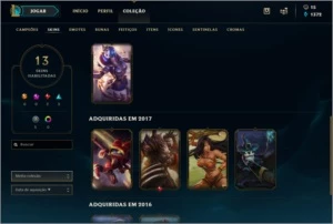 Conta DIAMANTE 2 - 36 Campeões + 13 Skins ( Lendária e Épica - League of Legends LOL