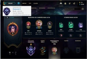 Conta diamante 3 com 37 champs e 15 skins ( MAIN MID ) - League of Legends LOL