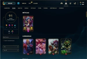 Conta prata 2 com 145 Champs e 91 Skins - League of Legends LOL