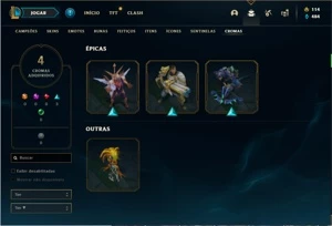 Conta prata 2 com 145 Champs e 91 Skins - League of Legends LOL