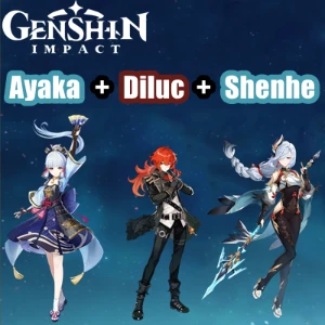 Conta Genshin Impact AR 10 com Ayaka, Shenhe e Diluc