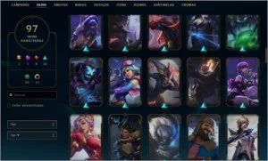 conta diamante 3, 4bonecos para adquirir todos, lvl 454 - League of Legends LOL