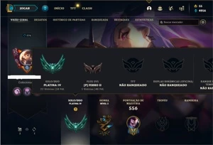 Conta Platina 4 com TODOS os champs e 153 Skins + 3 Vitorios - League of Legends LOL