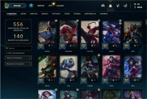 Conta Platina 4 com TODOS os champs e 153 Skins + 3 Vitorios - League of Legends LOL