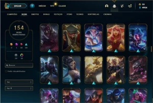 Conta Platina 4 com TODOS os champs e 153 Skins + 3 Vitorios - League of Legends LOL