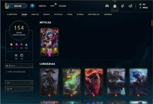 Conta Platina 4 com TODOS os champs e 153 Skins + 3 Vitorios - League of Legends LOL