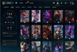 Conta Platina 4 com TODOS os champs e 153 Skins + 3 Vitorios - League of Legends LOL