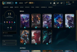 Esmeralda 2 com 70 Champs e 13 Skins - League of Legends LOL