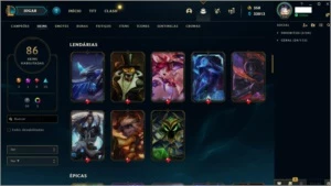 CONTA ANTIGA 2013 DIVERSAS SKINS LEGADO LEAGUE OF LEGENDS LOL
