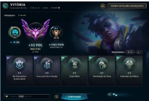 Conta smurf mestre, ganhando 33 PDL no mestre - League of Legends LOL
