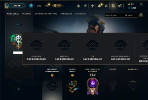Unranked com TODOS os Champs e 250 Skins ( MID / SUP / JG ) - League of Legends LOL