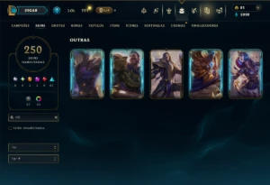 Unranked com TODOS os Champs e 250 Skins ( MID / SUP / JG ) - League of Legends LOL