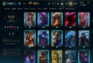 Unranked com TODOS os Champs e 250 Skins ( MID / SUP / JG ) - League of Legends LOL