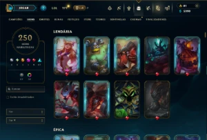 Unranked com TODOS os Champs e 250 Skins ( MID / SUP / JG ) - League of Legends LOL