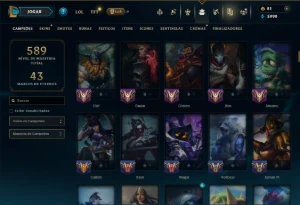 Unranked com TODOS os Champs e 250 Skins ( MID / SUP / JG ) - League of Legends LOL