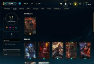 Conta Unranked com 65 Champs e 21 Skins - League of Legends LOL