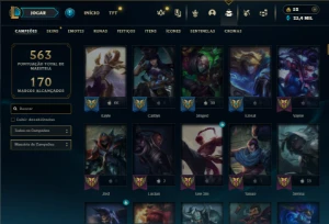 Esmeralda 2 com TODOS os champs e 253 Skins  + 6 Vitoriosas - League of Legends LOL