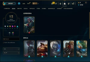 Ouro 3 com 60 Champs e 12 Skins - League of Legends LOL