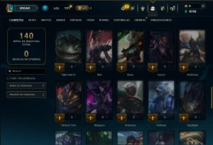 Ouro 3 com 60 Champs e 12 Skins - League of Legends LOL