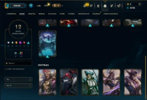 Ouro 3 com 60 Champs e 12 Skins - League of Legends LOL