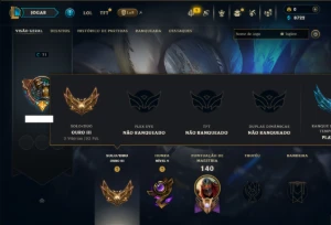 Ouro 3 com 60 Champs e 12 Skins - League of Legends LOL