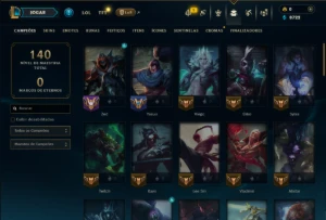 Ouro 3 com 60 Champs e 12 Skins - League of Legends LOL