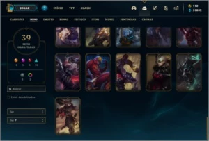 Conta ouro 1 com 39 skins e 79 champs ( MAIN TOP ) - League of Legends LOL