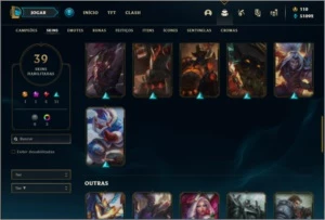 Conta ouro 1 com 39 skins e 79 champs ( MAIN TOP ) - League of Legends LOL