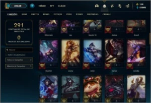 Conta ouro 1 com 39 skins e 79 champs ( MAIN TOP ) - League of Legends LOL
