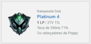 🔷 CONTA SMURF - PLATINA 4 (70% WR /EMAIL NÃO VERIFICADO) 🔷 - League of Legends LOL