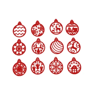 Kit com 12 Enfeites Vazados de Natal - 6 cm
