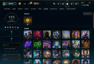 Ouro 4 com 45 Champs e 9 Skins - League of Legends LOL