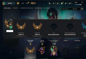 Ouro 4 com 45 Champs e 9 Skins - League of Legends LOL