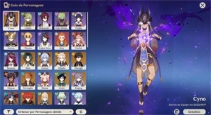 Conta AR 58 Cyno, Xiao+Jade, Ganyu, Zhongli 21k de gemas e+ - Genshin Impact