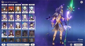 Conta AR 58 Cyno, Xiao+Jade, Ganyu, Zhongli 21k de gemas e+ - Genshin Impact