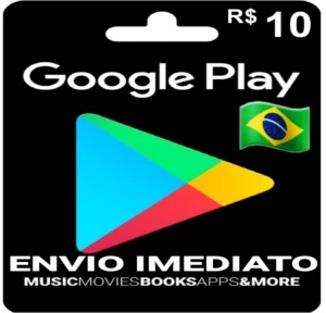 Cartão Google Play Store Gift Card R$10 Reais Br Android