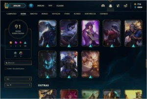 Conta ouro 4 com 100 champs e 91 skins - League of Legends LOL