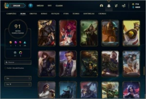 Conta ouro 4 com 100 champs e 91 skins - League of Legends LOL
