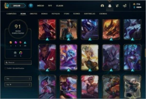 Conta ouro 4 com 100 champs e 91 skins - League of Legends LOL