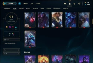 Conta ouro 4 com 100 champs e 91 skins - League of Legends LOL