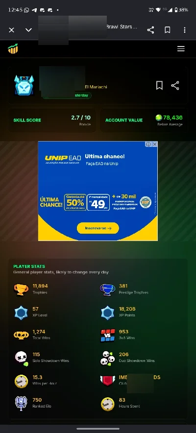 Conta brawl stars pra ir embora agora