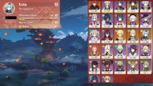 Conta AR36 Diluc, Eula, Andarilho, Tumulo - Genshin Impact