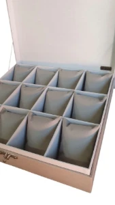 Caixa para 12 Relógios em Sintético Cinza - Artesanato e Personalizados