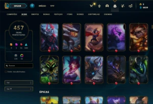 Conta prata 3 com TODOS os champs e 457 Skins + 3 Ultimates - League of Legends LOL