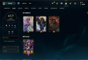 Conta prata 3 com TODOS os champs e 457 Skins + 3 Ultimates - League of Legends LOL