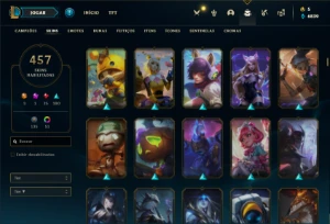 Conta prata 3 com TODOS os champs e 457 Skins + 3 Ultimates - League of Legends LOL