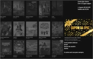 CONTA EPICGAMES COM 15 JOGOS + CUPOM DE 40 OFF - Epic Games
