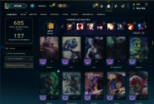 Unranked com TODOS os champs e 130 Skins ( MID / JG / TOP ) - League of Legends LOL